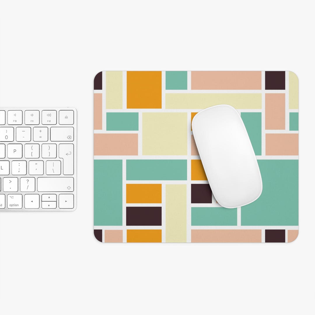Geometric Mouse Computer Retro Geometric Mouse Pad, Mid Century Modern Inspired Mouse Pad, Round ...