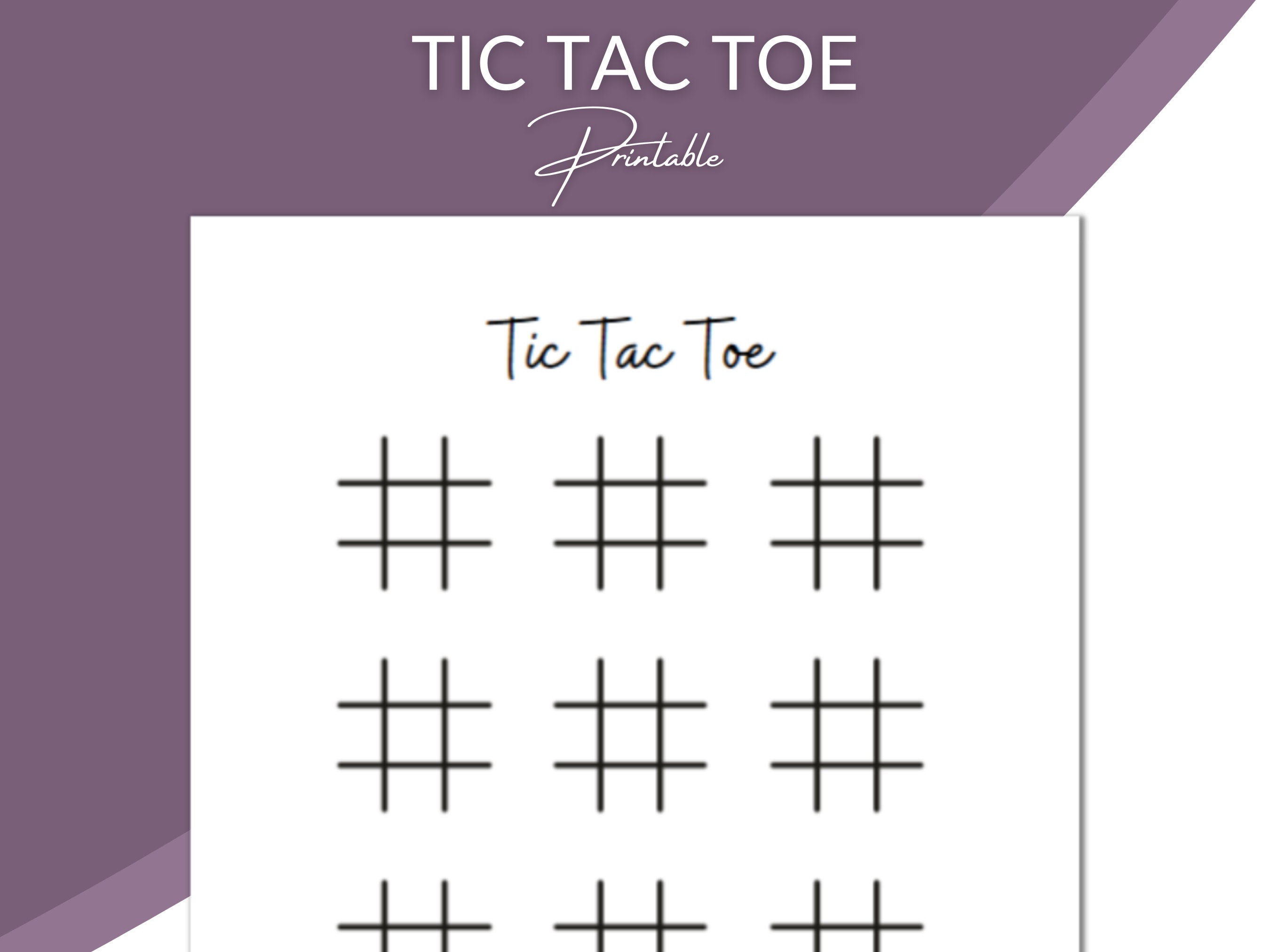 Tic Tac Toe Game Sheet - Digital Print - 8X10