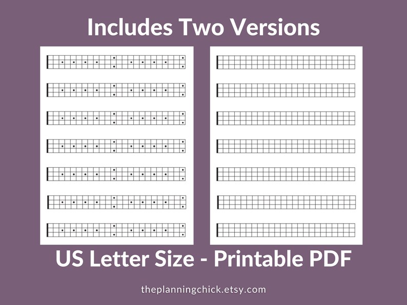 Printable Bass Guitar Fretboard, Blank Bass Guitar Neck Diagram, 4 ...