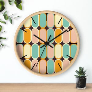 Mid Century Modern Inspired Wall Clock, Retro Style Round Wall Clock