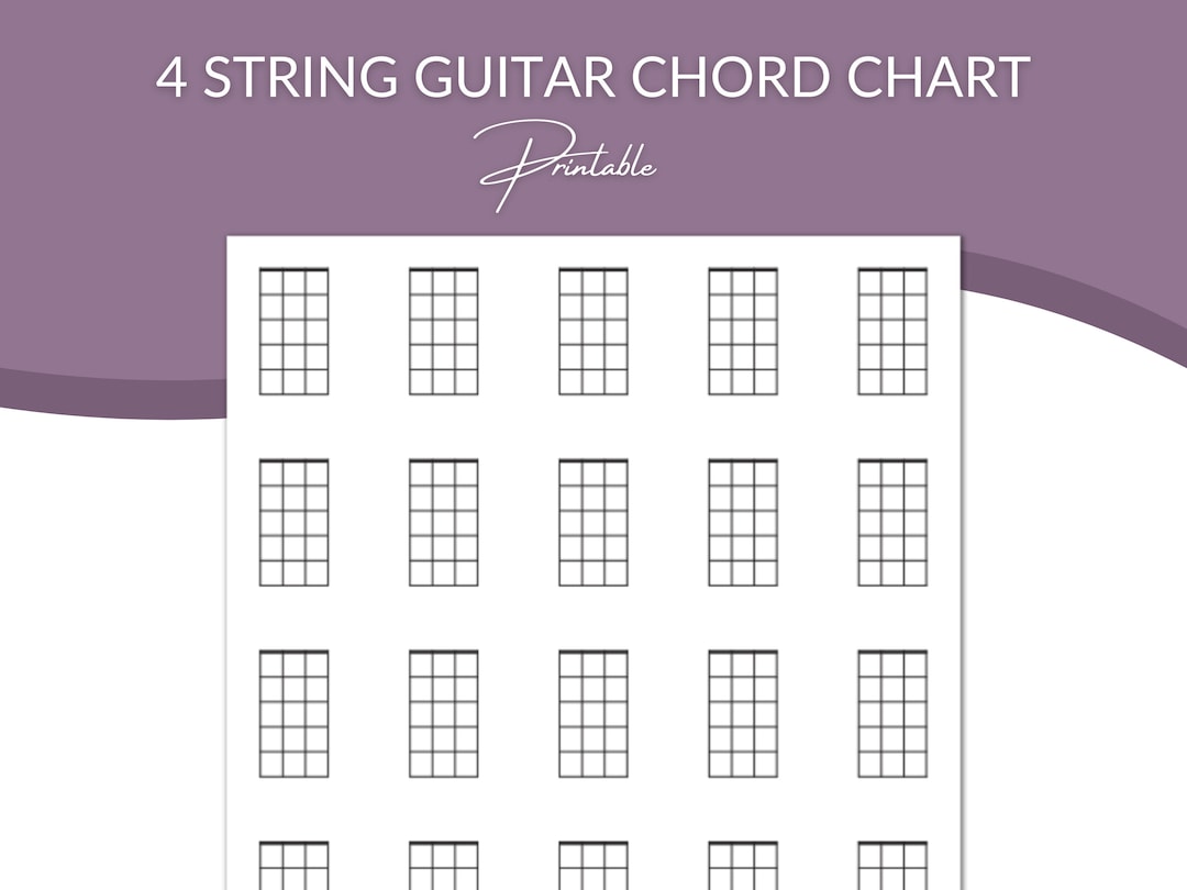 Printable Guitar Chord Chart, Blank Guitar Chord Chart, 4 String Guitar