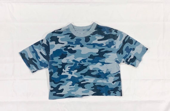 blue camo crop top