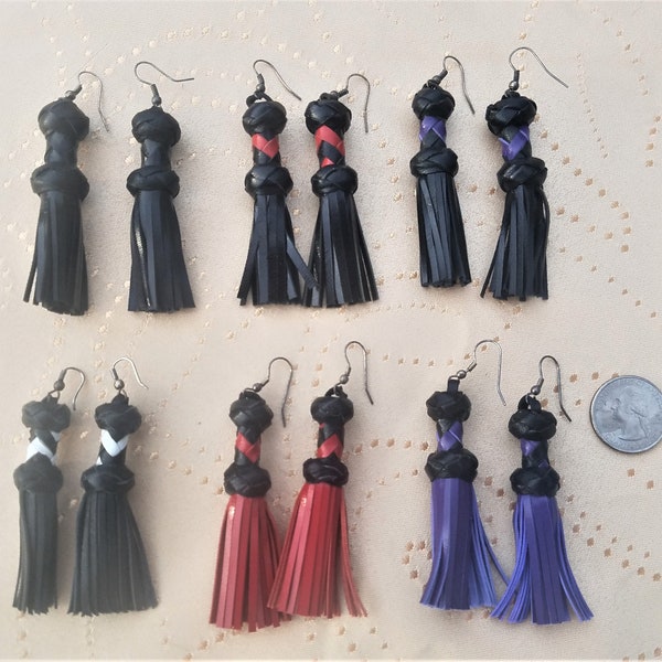 Mini Flogger Leather Earrings