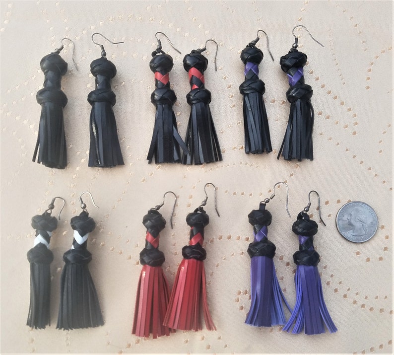 Mini Flogger Leather Earrings 