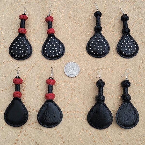 Mini Paddle Leather Earrings