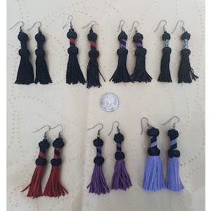 Mini Flogger Suede Leather Earrings Black, Red, Purple