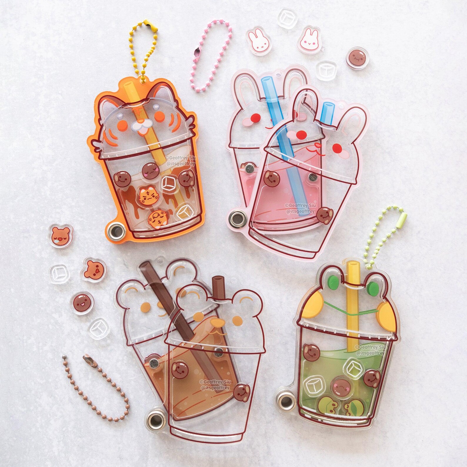 Thai Tea Tiger Fillable Shaker Keychain (3.5