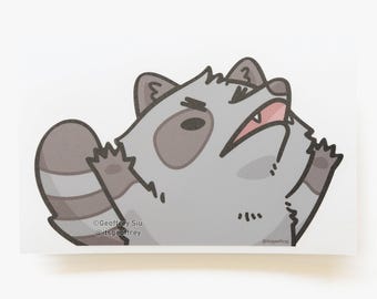 Raccoon Die Cut Vinyl Peeker Sticker (6.5&quot;)