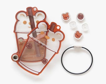 Boba Bear Fillable Shaker Keychain (3.375")