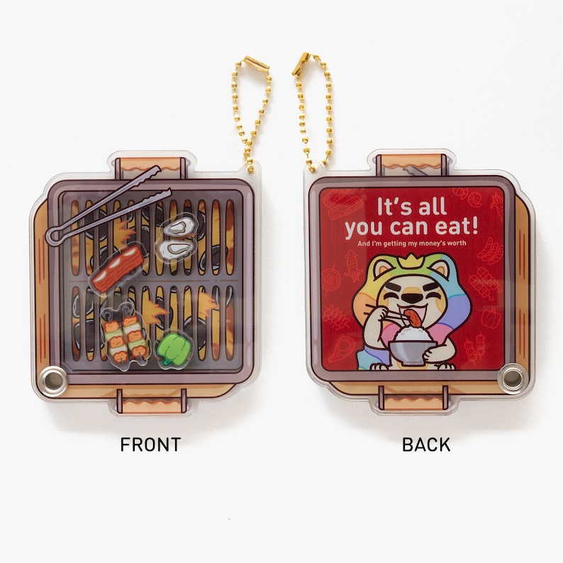 BBQ Grill Fillable Shaker Keychain (3.375