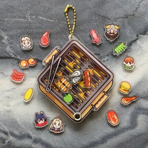 BBQ Grill Fillable Shaker Keychain (3.375