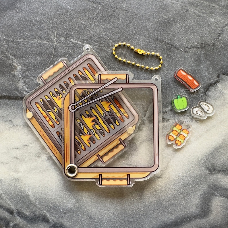 BBQ Grill Fillable Shaker Keychain (3.375