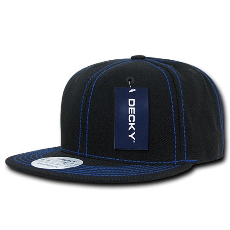 Contrast Stitch Snapback Hats Flat Bill Caps Decky 358 | Etsy