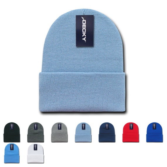 Beanies Knit Caps Knit Hats Long Beanies With Cuff Plain Etsy