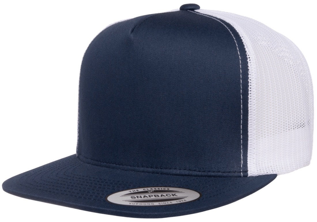 Yupoong Classics Trucker Hat Flat Bill Snapback Cap 5Panel Etsy