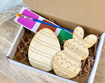 Easter Activity for Kids | Paint Your Own, Personalized Bunny, DIY kit, Easter Gift Idea, Easter Baskets, Wood Name Tag