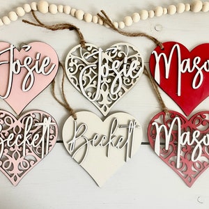 Valentines Day Heart Tags, Wood Gift Tags, Personalized Wood Hearts