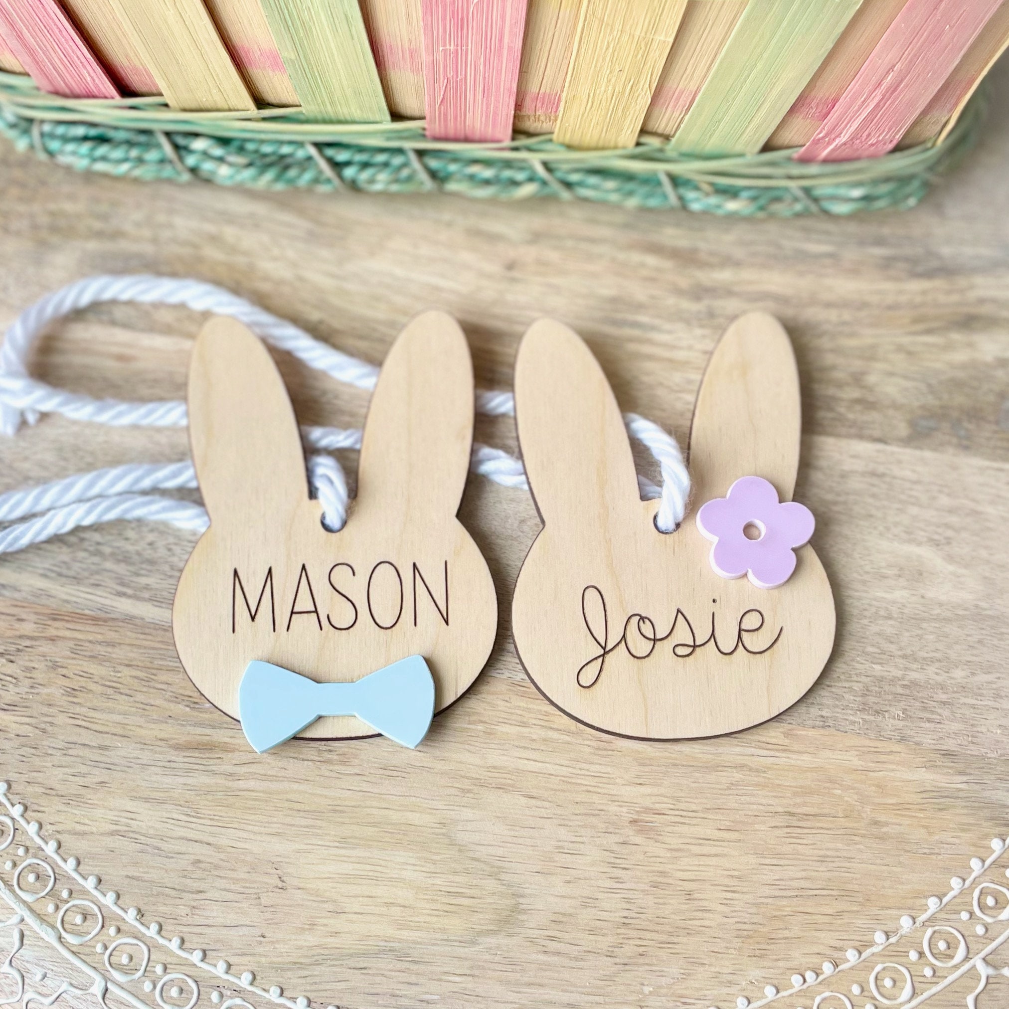 Easter Basket Tags, Personalized Easter Bunny Tag, Custom Bunny Name Tag, Wood Bunny Tag, Custom Easter Tag, Personalized Name Tag