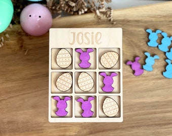Personalized Easter Tic Tac Toe Game, Easter Bunny, Gift for kids, Easter basket