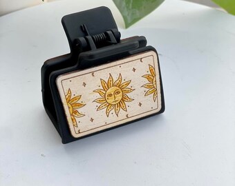 Celestial Sun Patterned Hair Claw Clip