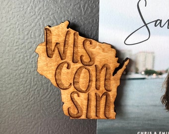 Wood Engraved State Magnet, Wood Magnet, State Sign