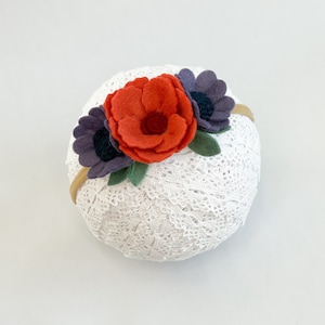 Hannah Floral Crown, Autumn Floral Crown, Felt Flower Headband, Baby Headband, Newborn Headband, Baby Flower Crown, Felt Flowers