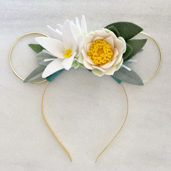 Disney Floral Headband with White and Green Blooms Squirt, Turtle, Finding Nemo, Dory, Disney Inspired Wire  main image 2