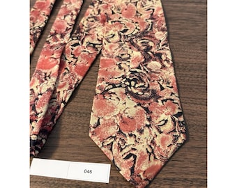 Vintage Perry Ellis Portfolio Y2K Abstract Floral Tie, Cream Red & Black