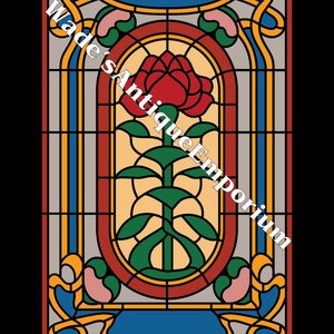Stranger Things 4 Witraż Róża - Czarne tło *Plik cyfrowy* Plakat Stranger Things, Creel House