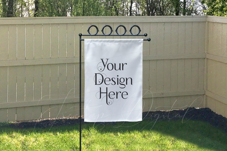 Yard Flag Mockup, A White Garden Flag JPG Mockup for SVG or