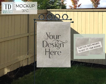 Burlap Yard Bandiera Mockup per l'autunno, Giardino Burlap Bandiera Mockup per SVG o Sublimation Designs, un JPG Burlap Bandiera Mock-Up per l'autunno