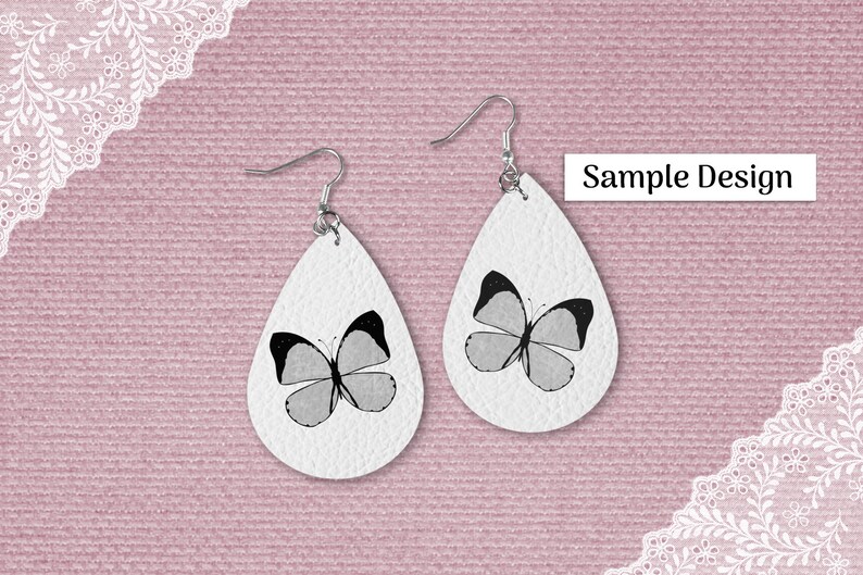 Vinyl Earrings Mockup Set, Faux Leather Earring Mock Up, SVG and Sublimation Mock-Up, JPG and Photoshop PSD Smart Object image 2