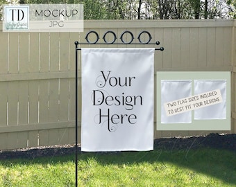 Yard Flag Mockup, una bandera de jardín blanco JPG Mock-Up para SVG o diseños de sublimación