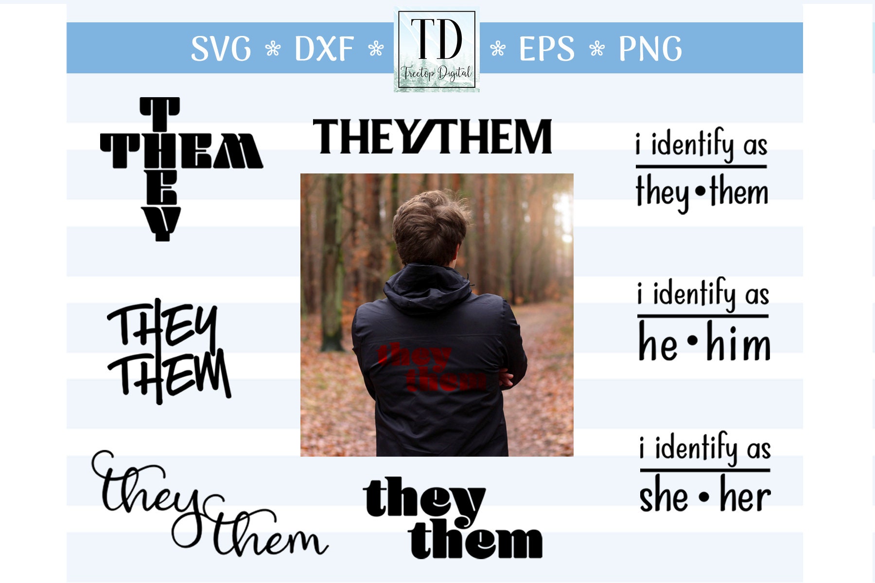 Gender Pronoun Awareness Svg's, They Them, I Identify As, She Her, He ...