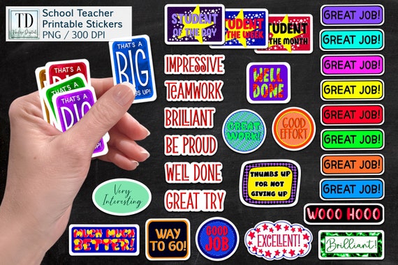 School Teacher Printable Stickers Cricut Silhouette Print &amp; - Etsy