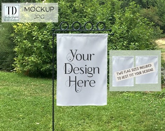 Spring Flag Mockup per SVG o Sublimation Designs, White Garden Flag Mockup, Yard Flag Mock-Up per Spring