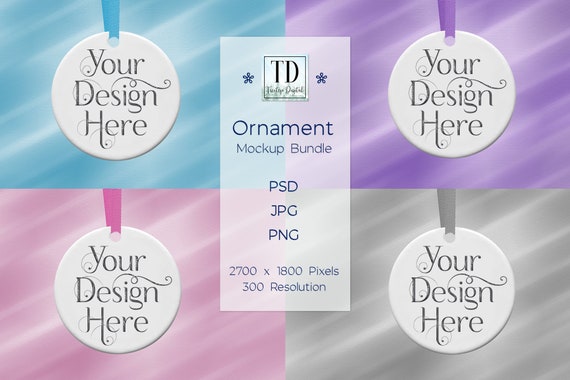 Christmas Ornament Mockup Set for Clipart, SVG, and Sublimation Designs, jpg, png Photoshop psd Smart Object Xmas Mock-up