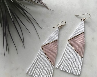 Slice in Rose * Beaded, Woven, Brick Stitch and Fringe
