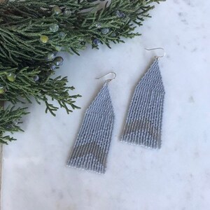 Cool Grays * Beaded, Woven, Brick Stitch & Fringe Dangles