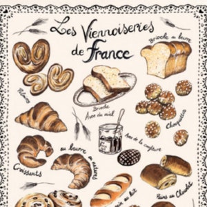 BAKED GOODS  Kitchen Tea Towel -Decorative Kitchen Towel-French Kitchen Towel-Cotton Kitchen Towel-