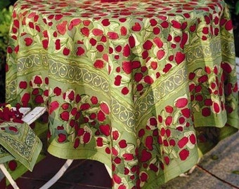 90"Round French hand-painted Tablecloth-French Design Round Tablecloth-French Tablecloth