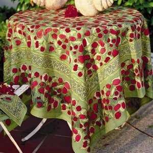 90"Round French hand-painted Tablecloth-French Design Round Tablecloth-French Tablecloth