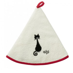 Round Kitchen Towel-Terry Hand Towel- French Kitchen Hand Towel- Cat embroidered Hand Towel-Hostess gifts-French Terry Hand Towels-