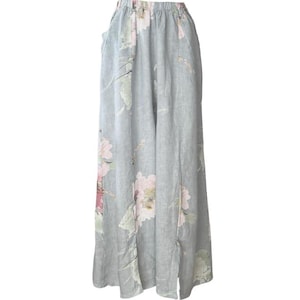 Linen Pants-Linen outfit-Flower Linen Pants-Linen outfit from Italy-Linen Pants from Italy-Linen top from Italy