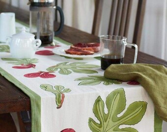 Fig French Hand Painted Table Runners- Colorful Table Runners- Boutique Runners- French Runner-French Table Runner-