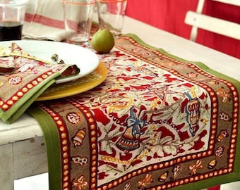 Noël Runner-Christmas French Hand Painted Table Runners- Colorful Table Runners- Boutique Runners- French Runner-French Table Runner-