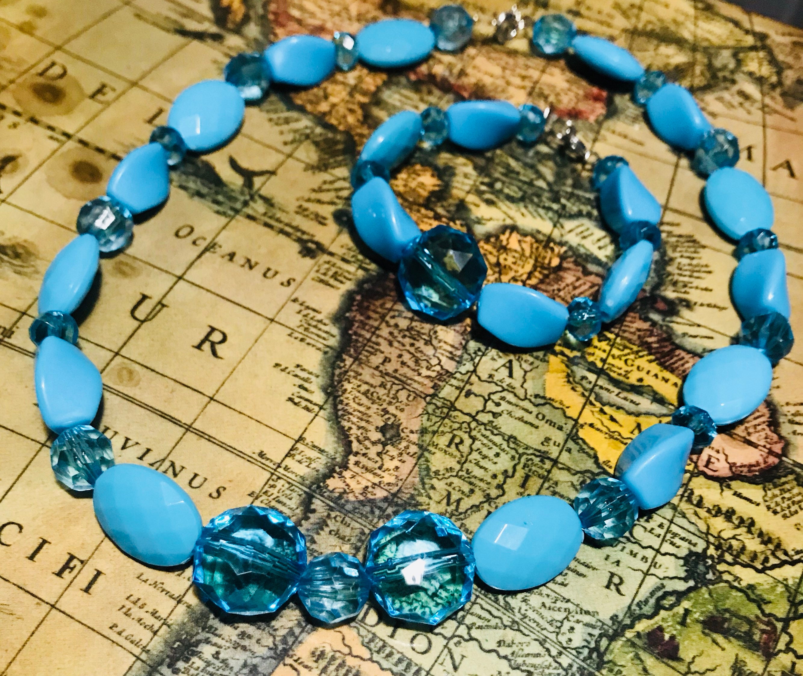 Blue Childrens Necklace Set Etsy UK