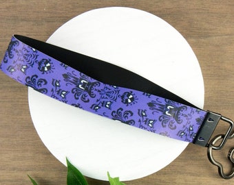 Haunted Mansion Wallpaper Pattern Faux Leather  Wristlet Keychain