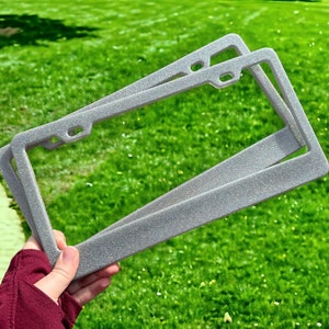 Holographic Silver Fine Glitter License Plate Frame | Front Vanity License Plate Holder