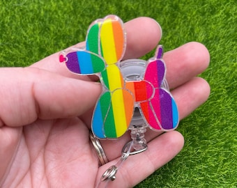 Rainbow Balloon Dog Badge Reel